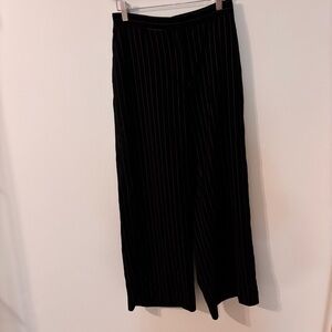 Black Pinstripe Wide-Leg Pants XS